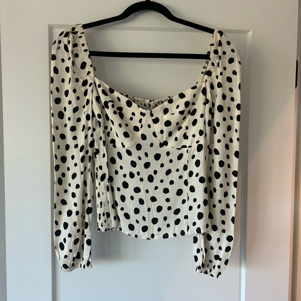 Reformation “Reign” Polka Dot Blouse- 8- BNWT